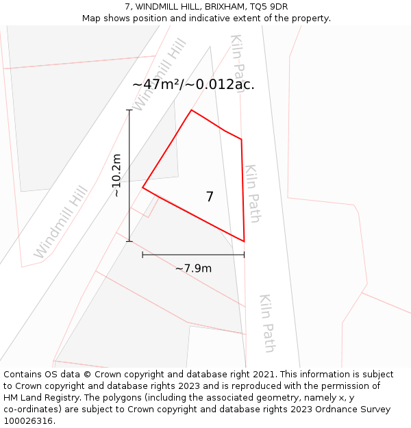 7, WINDMILL HILL, BRIXHAM, TQ5 9DR: Plot and title map