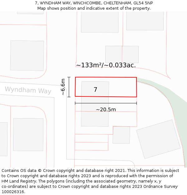 7, WYNDHAM WAY, WINCHCOMBE, CHELTENHAM, GL54 5NP: Plot and title map