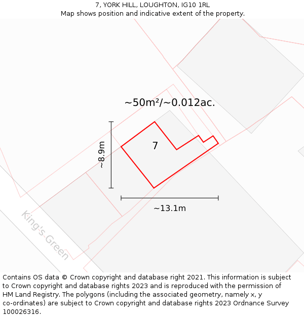 7, YORK HILL, LOUGHTON, IG10 1RL: Plot and title map