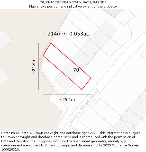 70, CHANTRY MEAD ROAD, BATH, BA2 2DE: Plot and title map