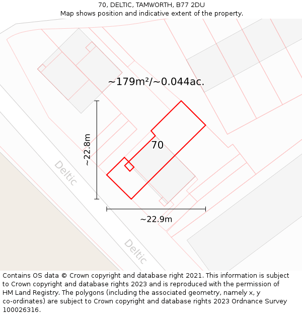 70, DELTIC, TAMWORTH, B77 2DU: Plot and title map