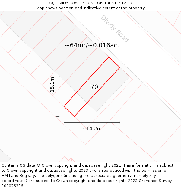 70, DIVIDY ROAD, STOKE-ON-TRENT, ST2 9JG: Plot and title map