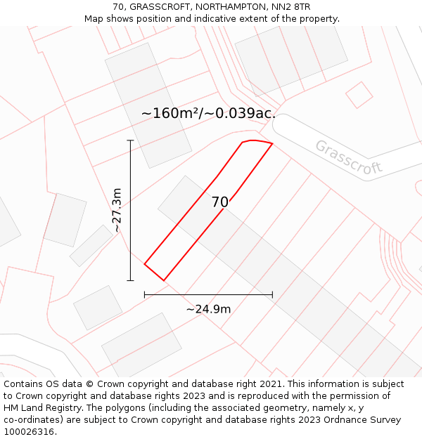 70, GRASSCROFT, NORTHAMPTON, NN2 8TR: Plot and title map
