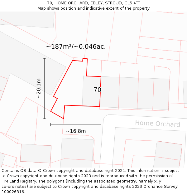 70, HOME ORCHARD, EBLEY, STROUD, GL5 4TT: Plot and title map