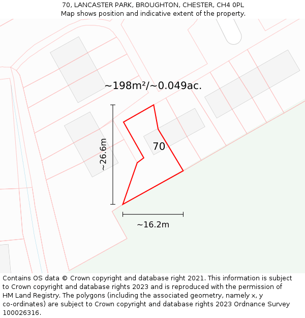 70, LANCASTER PARK, BROUGHTON, CHESTER, CH4 0PL: Plot and title map
