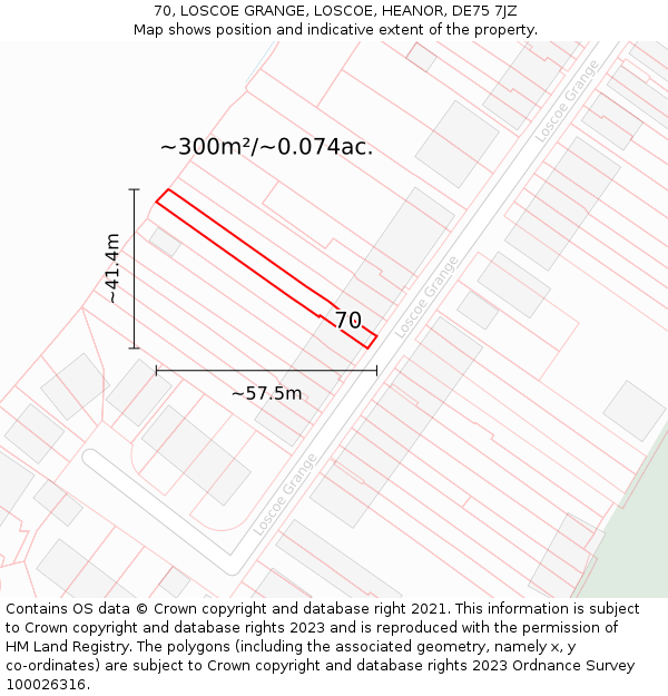 70, LOSCOE GRANGE, LOSCOE, HEANOR, DE75 7JZ: Plot and title map