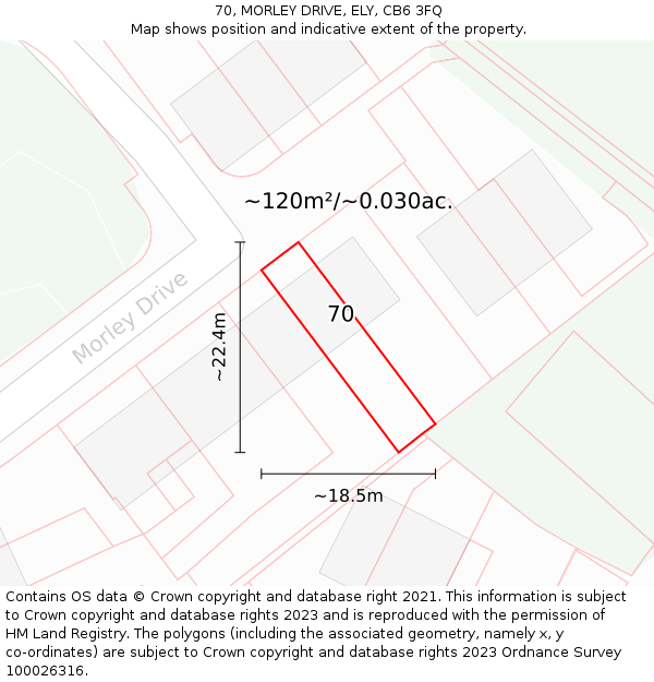70, MORLEY DRIVE, ELY, CB6 3FQ: Plot and title map