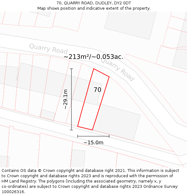 70, QUARRY ROAD, DUDLEY, DY2 0DT: Plot and title map