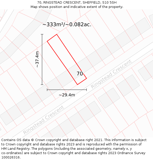 70, RINGSTEAD CRESCENT, SHEFFIELD, S10 5SH: Plot and title map