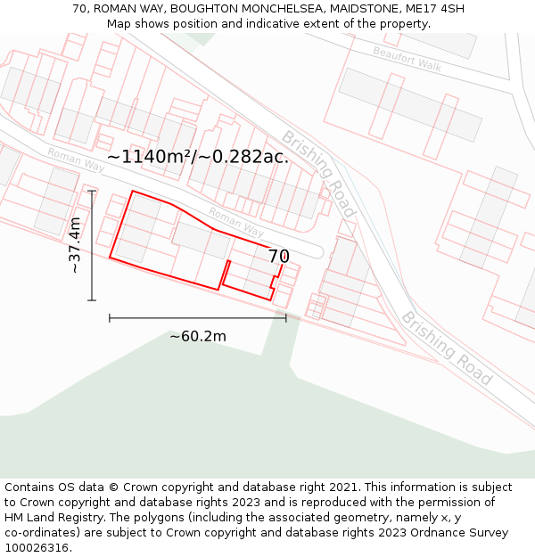 70, ROMAN WAY, BOUGHTON MONCHELSEA, MAIDSTONE, ME17 4SH: Plot and title map