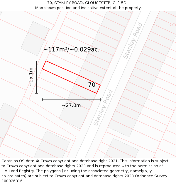 70, STANLEY ROAD, GLOUCESTER, GL1 5DH: Plot and title map