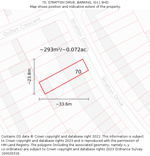 70, STRATTON DRIVE, BARKING, IG11 9HD: Plot and title map