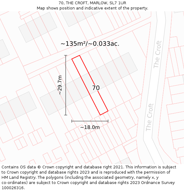 70, THE CROFT, MARLOW, SL7 1UR: Plot and title map