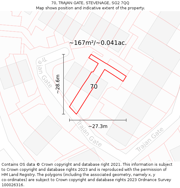 70, TRAJAN GATE, STEVENAGE, SG2 7QQ: Plot and title map