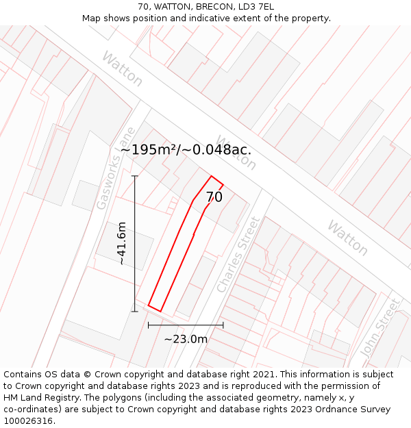 70, WATTON, BRECON, LD3 7EL: Plot and title map