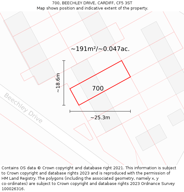 700, BEECHLEY DRIVE, CARDIFF, CF5 3ST: Plot and title map