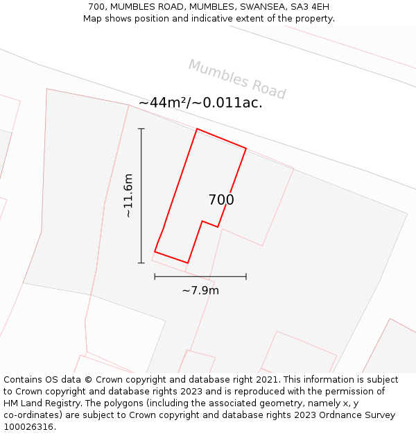 700, MUMBLES ROAD, MUMBLES, SWANSEA, SA3 4EH: Plot and title map