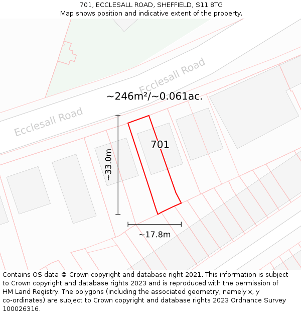 701, ECCLESALL ROAD, SHEFFIELD, S11 8TG: Plot and title map