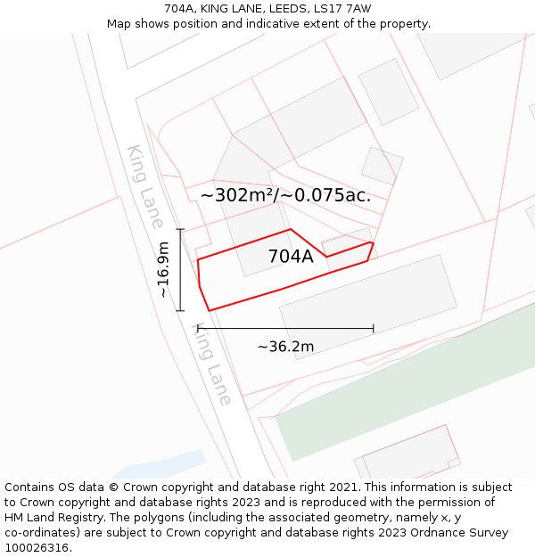 704A, KING LANE, LEEDS, LS17 7AW: Plot and title map