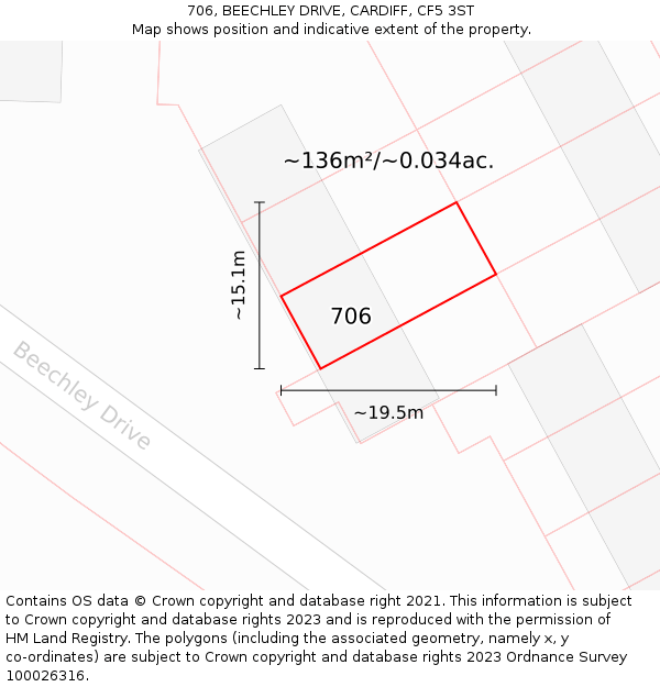 706, BEECHLEY DRIVE, CARDIFF, CF5 3ST: Plot and title map
