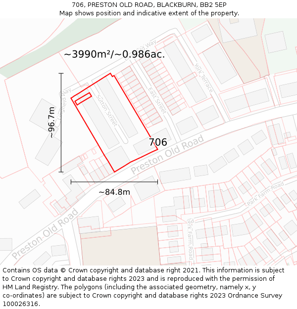 706, PRESTON OLD ROAD, BLACKBURN, BB2 5EP: Plot and title map