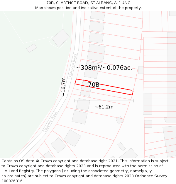 70B, CLARENCE ROAD, ST ALBANS, AL1 4NG: Plot and title map