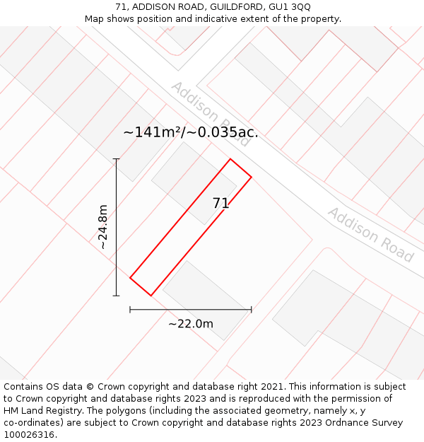 71, ADDISON ROAD, GUILDFORD, GU1 3QQ: Plot and title map