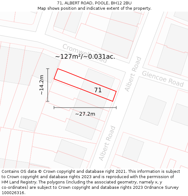 71, ALBERT ROAD, POOLE, BH12 2BU: Plot and title map