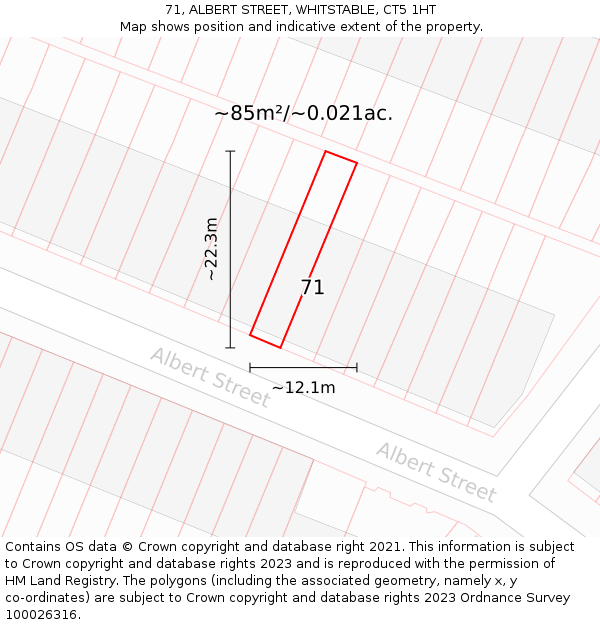 71, ALBERT STREET, WHITSTABLE, CT5 1HT: Plot and title map