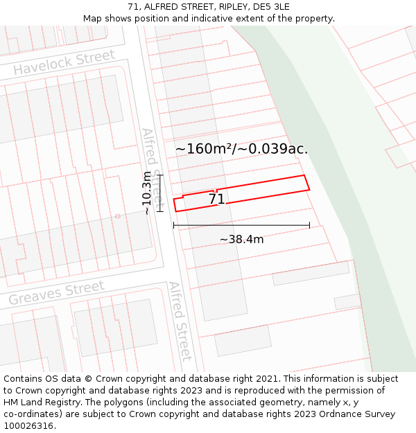 71, ALFRED STREET, RIPLEY, DE5 3LE: Plot and title map