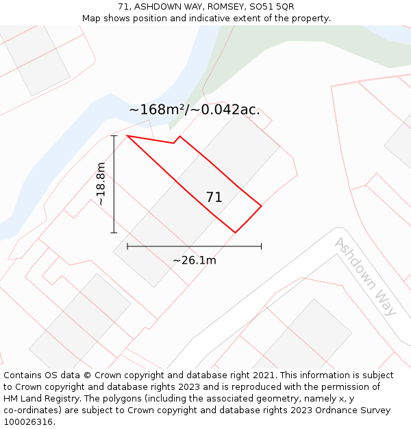 71, ASHDOWN WAY, ROMSEY, SO51 5QR: Plot and title map