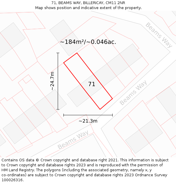 71, BEAMS WAY, BILLERICAY, CM11 2NR: Plot and title map