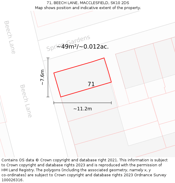 71, BEECH LANE, MACCLESFIELD, SK10 2DS: Plot and title map
