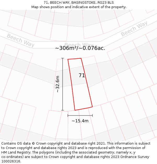 71, BEECH WAY, BASINGSTOKE, RG23 8LS: Plot and title map
