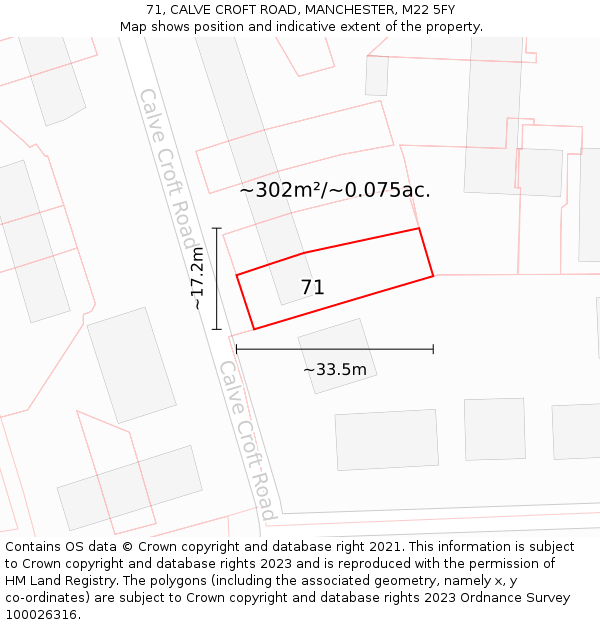 71, CALVE CROFT ROAD, MANCHESTER, M22 5FY: Plot and title map
