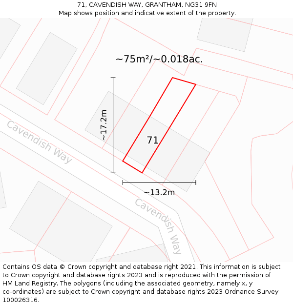 71, CAVENDISH WAY, GRANTHAM, NG31 9FN: Plot and title map