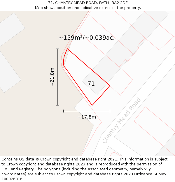 71, CHANTRY MEAD ROAD, BATH, BA2 2DE: Plot and title map