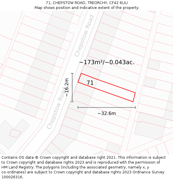 71, CHEPSTOW ROAD, TREORCHY, CF42 6UU: Plot and title map