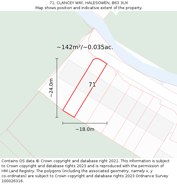 71, CLANCEY WAY, HALESOWEN, B63 3UX: Plot and title map