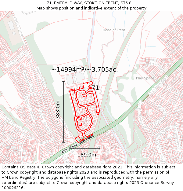71, EMERALD WAY, STOKE-ON-TRENT, ST6 8HL: Plot and title map