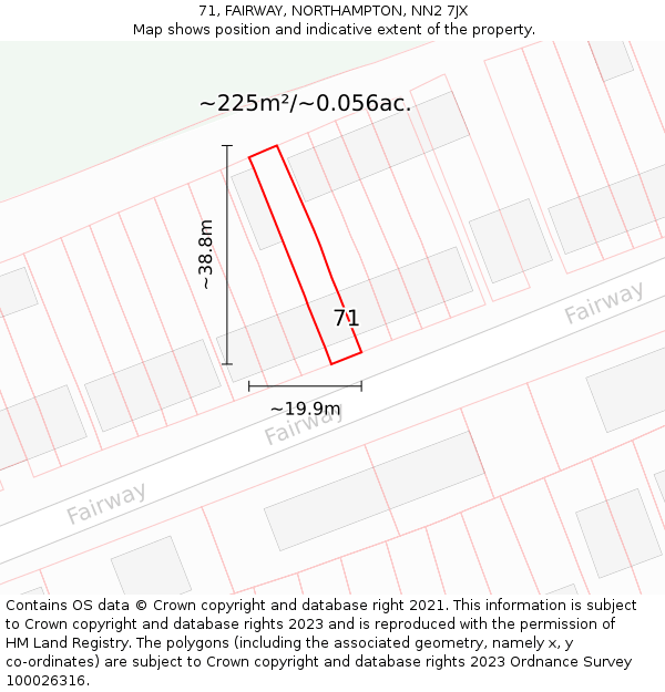 71, FAIRWAY, NORTHAMPTON, NN2 7JX: Plot and title map
