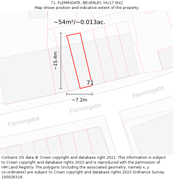 71, FLEMINGATE, BEVERLEY, HU17 0NZ: Plot and title map