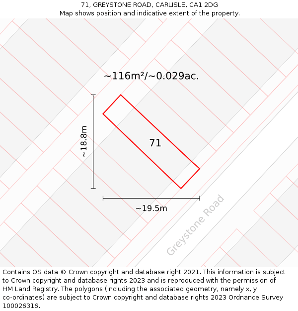 71, GREYSTONE ROAD, CARLISLE, CA1 2DG: Plot and title map