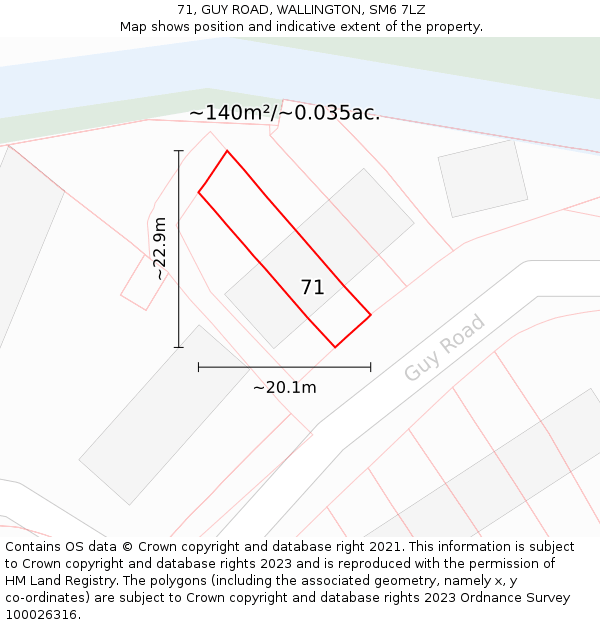71, GUY ROAD, WALLINGTON, SM6 7LZ: Plot and title map