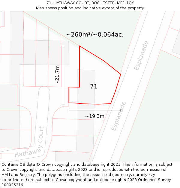 71, HATHAWAY COURT, ROCHESTER, ME1 1QY: Plot and title map