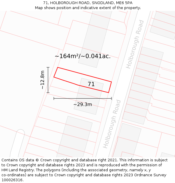 71, HOLBOROUGH ROAD, SNODLAND, ME6 5PA: Plot and title map