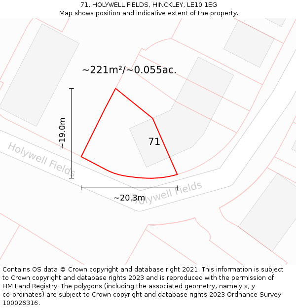 71, HOLYWELL FIELDS, HINCKLEY, LE10 1EG: Plot and title map