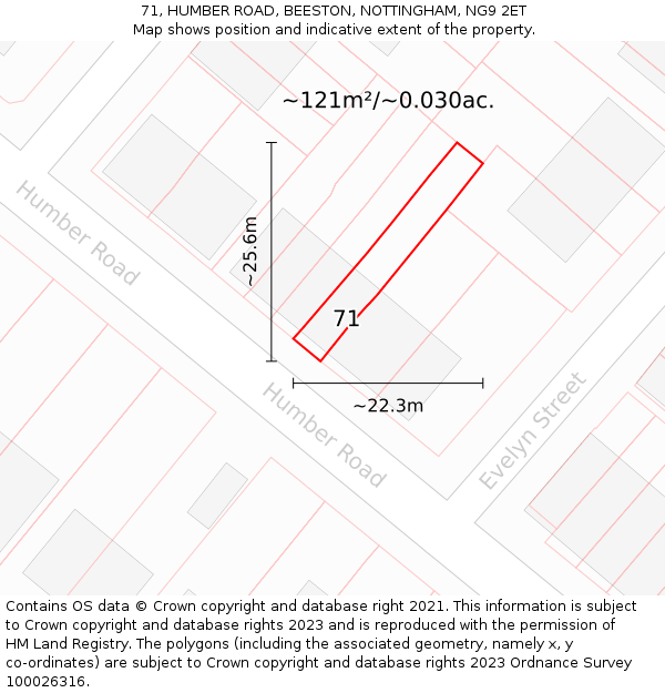 71, HUMBER ROAD, BEESTON, NOTTINGHAM, NG9 2ET: Plot and title map