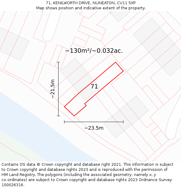 71, KENILWORTH DRIVE, NUNEATON, CV11 5XP: Plot and title map