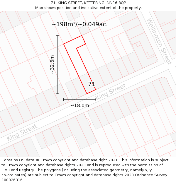 71, KING STREET, KETTERING, NN16 8QP: Plot and title map
